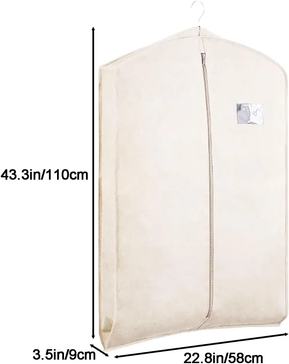 Durable Garment BagOxford Cloth Garmet BagFull Closure Hanging Garment Bagfor Fur, Coats, and Garments(White,43.3in/110cm)