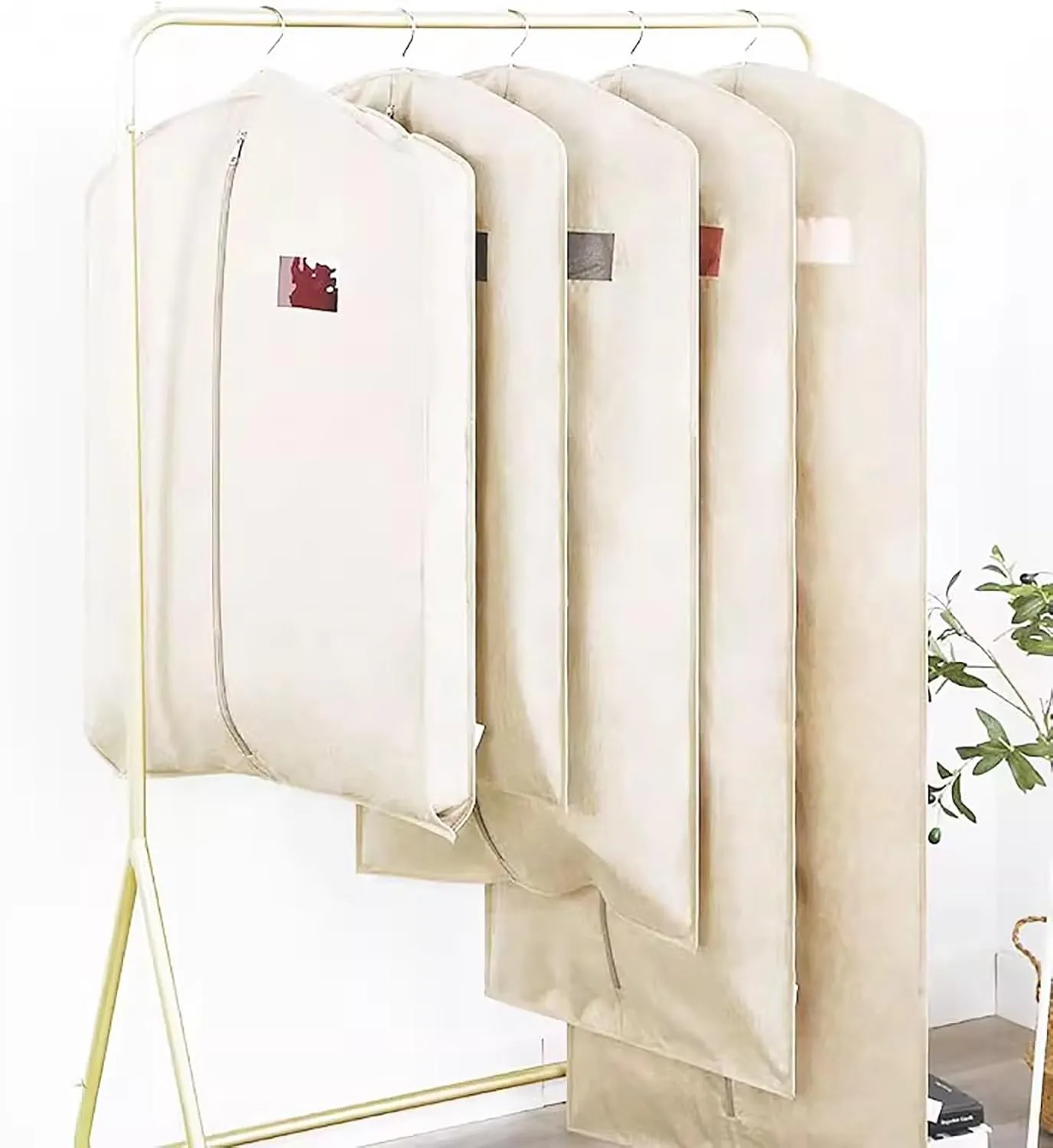 Durable Garment BagOxford Cloth Garmet BagFull Closure Hanging Garment Bagfor Fur, Coats, and Garments(White,43.3in/110cm)