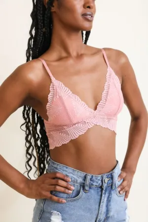 Ella Seashell Crop Top Bralette in Pink