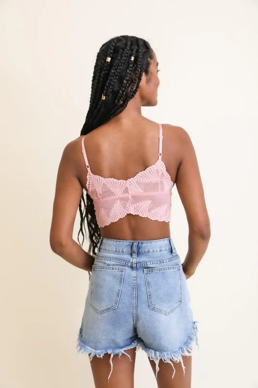 Ella Seashell Crop Top Bralette in Pink