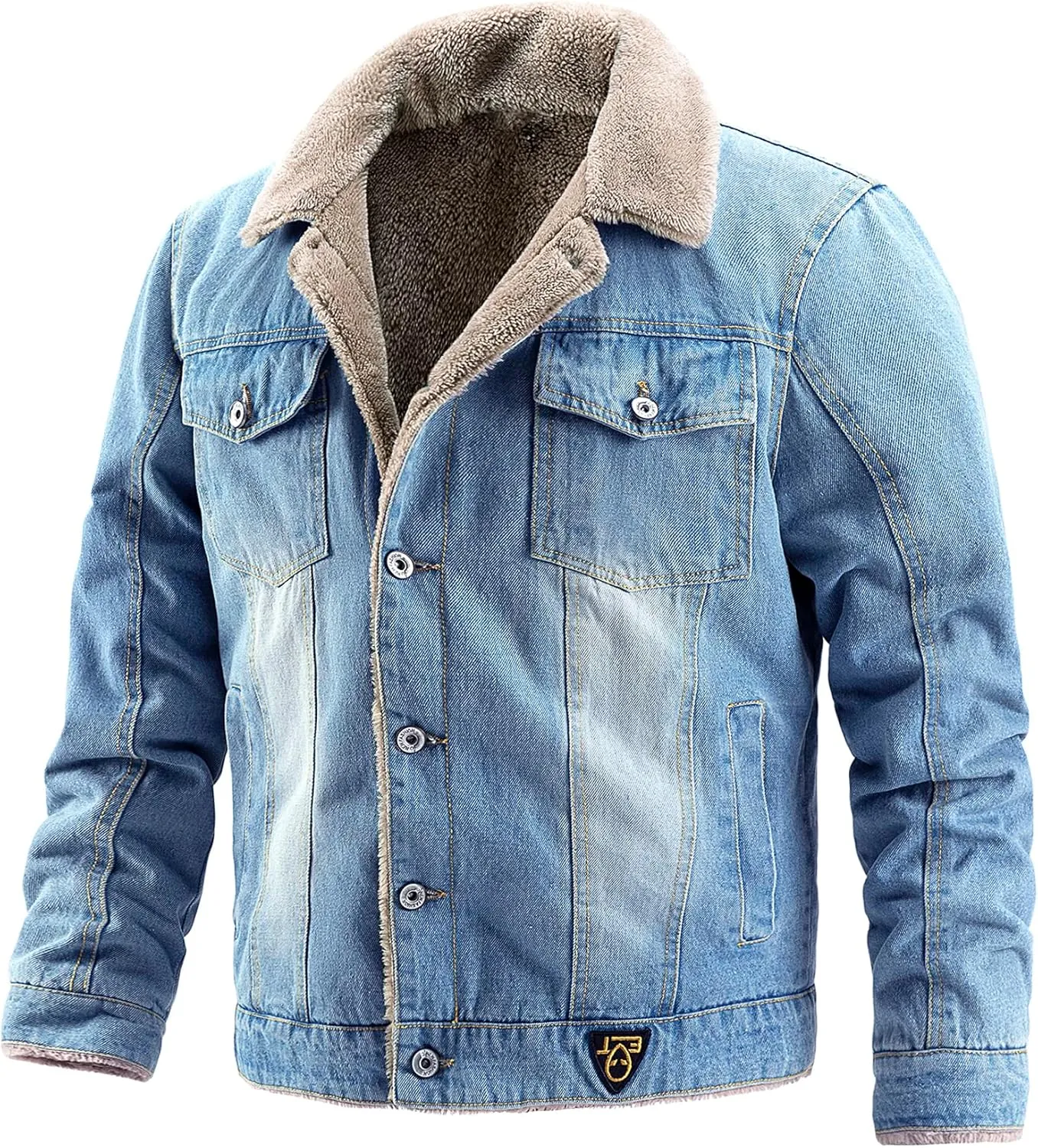 EXEKE Men's Fleece Lined Denim Trucker Jacket Warm Winter Coats