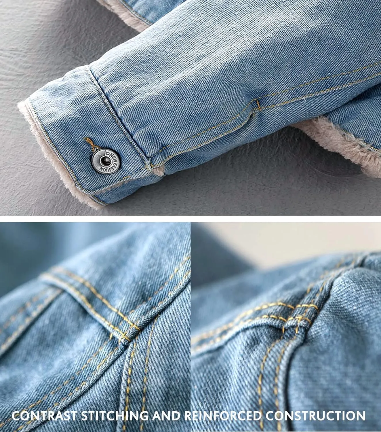 EXEKE Men's Fleece Lined Denim Trucker Jacket Warm Winter Coats