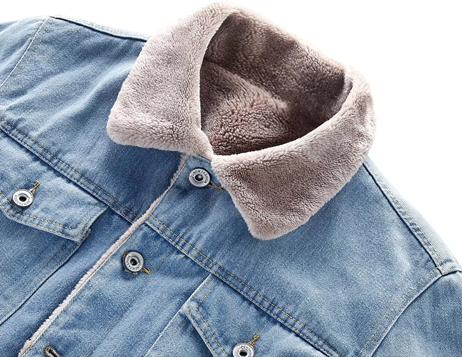 EXEKE Men's Fleece Lined Denim Trucker Jacket Warm Winter Coats