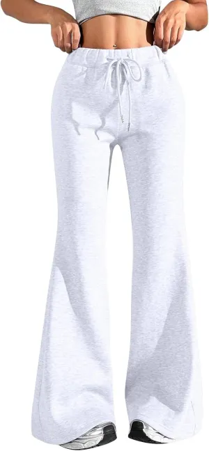 Flare Sweatpants Women High Waisted Wide Leg Pants Comfy Fleece Sweatpants Casual Loose Fit Yoga Pants with Pockets