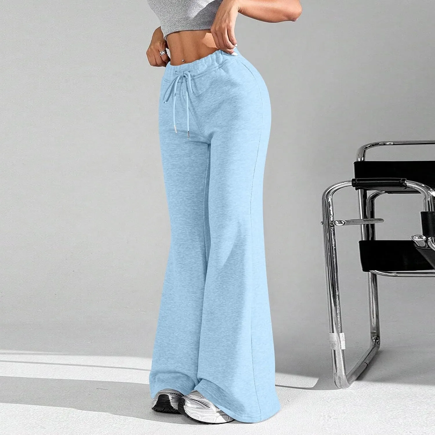 Flare Sweatpants Women High Waisted Wide Leg Pants Comfy Fleece Sweatpants Casual Loose Fit Yoga Pants with Pockets