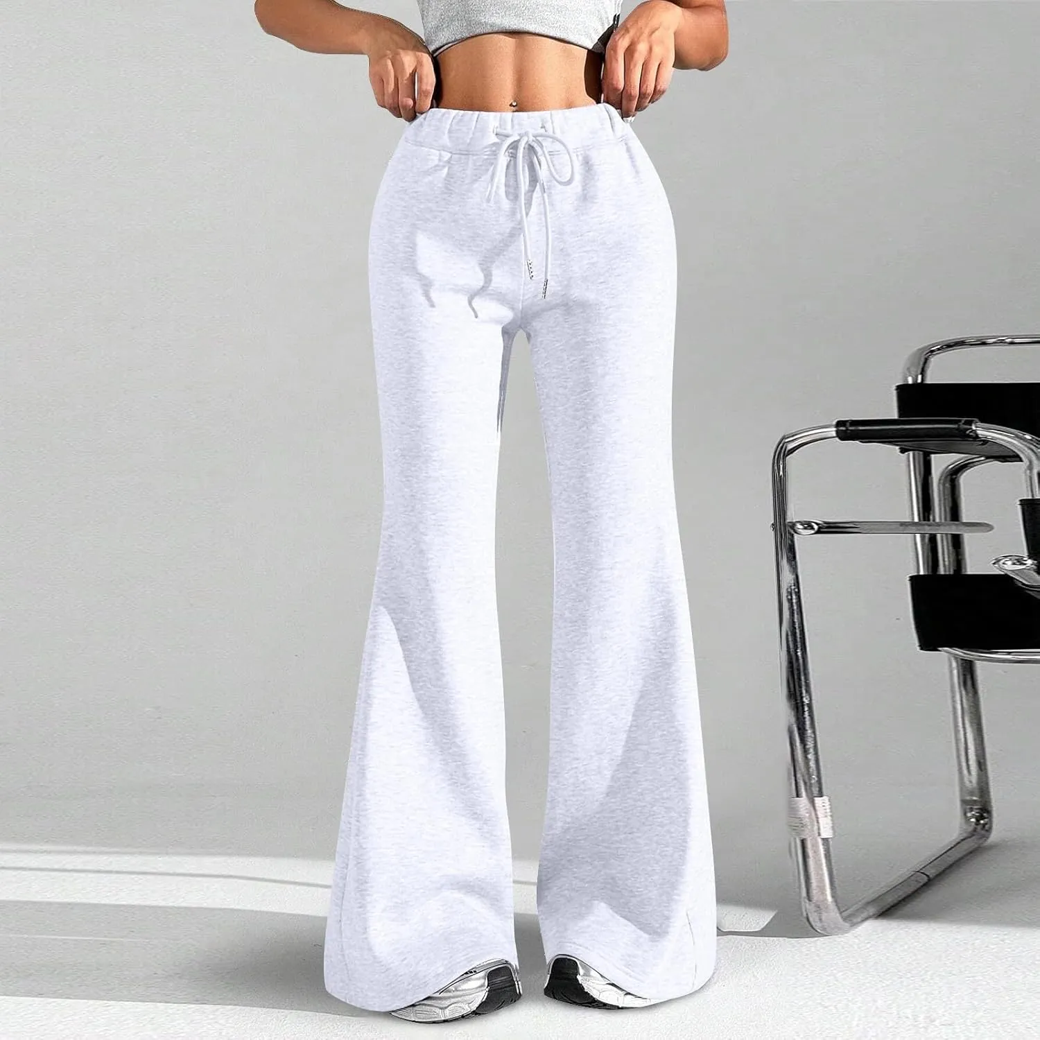Flare Sweatpants Women High Waisted Wide Leg Pants Comfy Fleece Sweatpants Casual Loose Fit Yoga Pants with Pockets