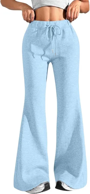 Flare Sweatpants Women High Waisted Wide Leg Pants Comfy Fleece Sweatpants Casual Loose Fit Yoga Pants with Pockets