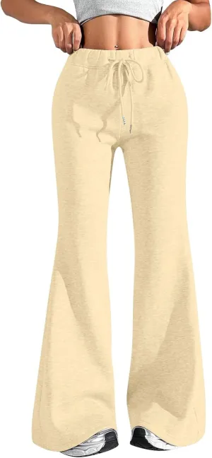 Flare Sweatpants Women High Waisted Wide Leg Pants Comfy Fleece Sweatpants Casual Loose Fit Yoga Pants with Pockets