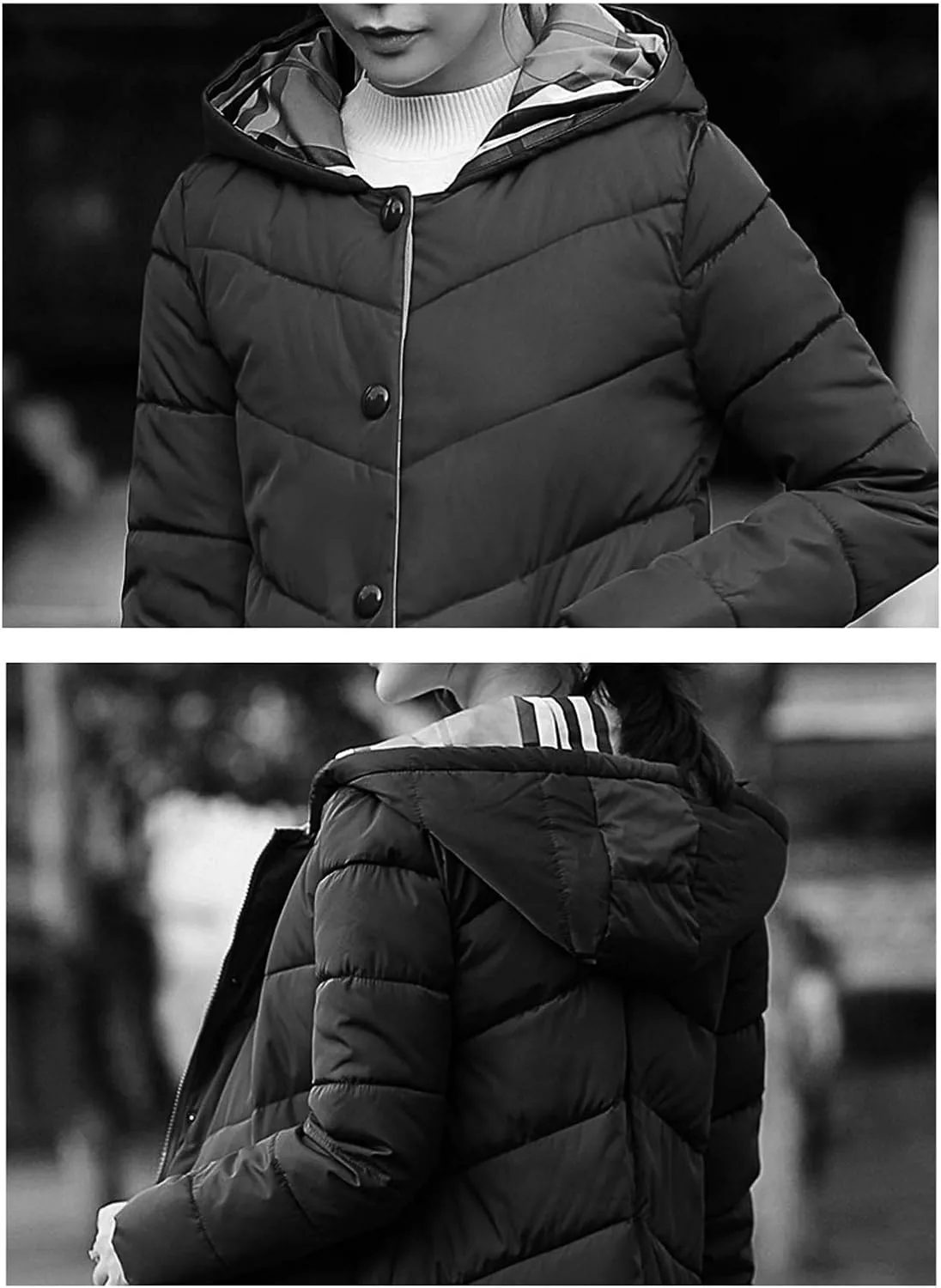 Flygo Women's Winter Casual Thicken Cotton Padded Coats Long Hoody Jackets Outerwears