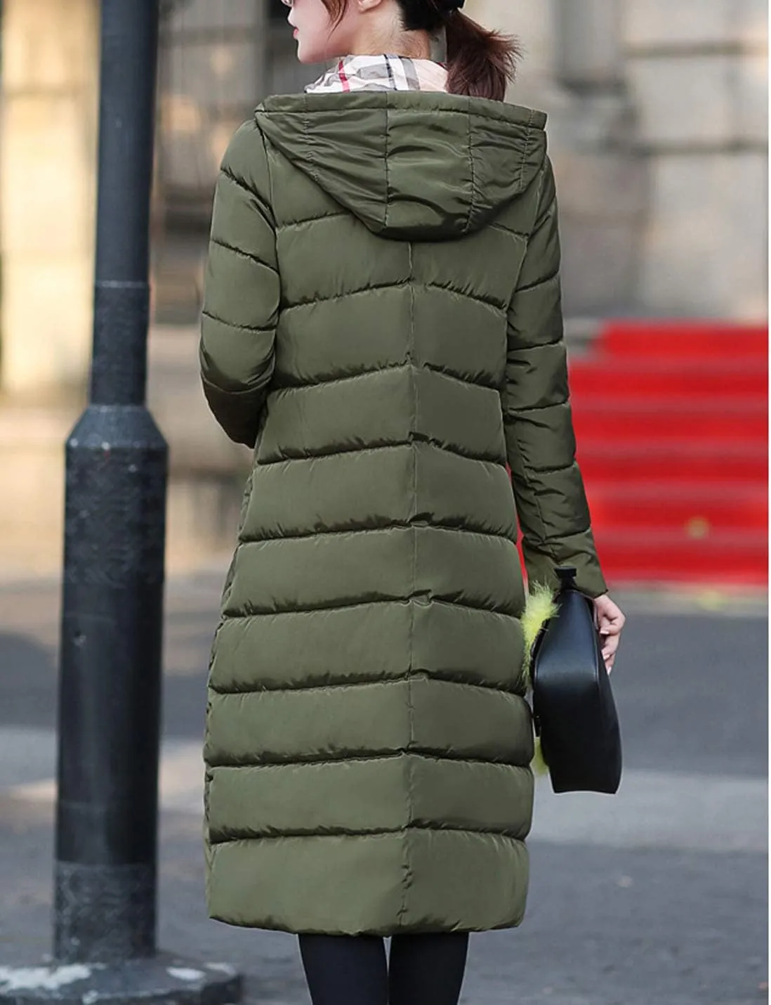 Flygo Women's Winter Casual Thicken Cotton Padded Coats Long Hoody Jackets Outerwears