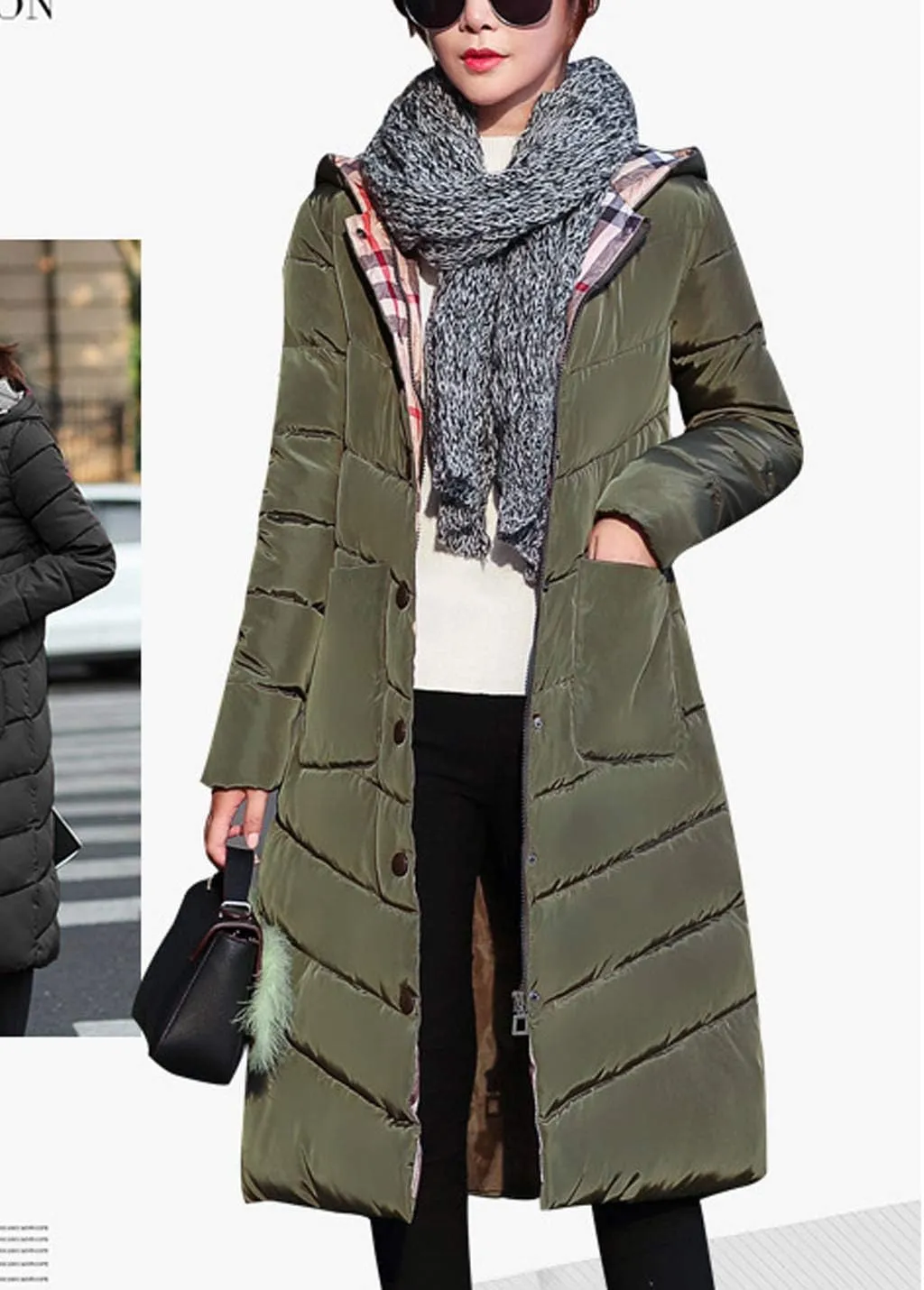 Flygo Women's Winter Casual Thicken Cotton Padded Coats Long Hoody Jackets Outerwears