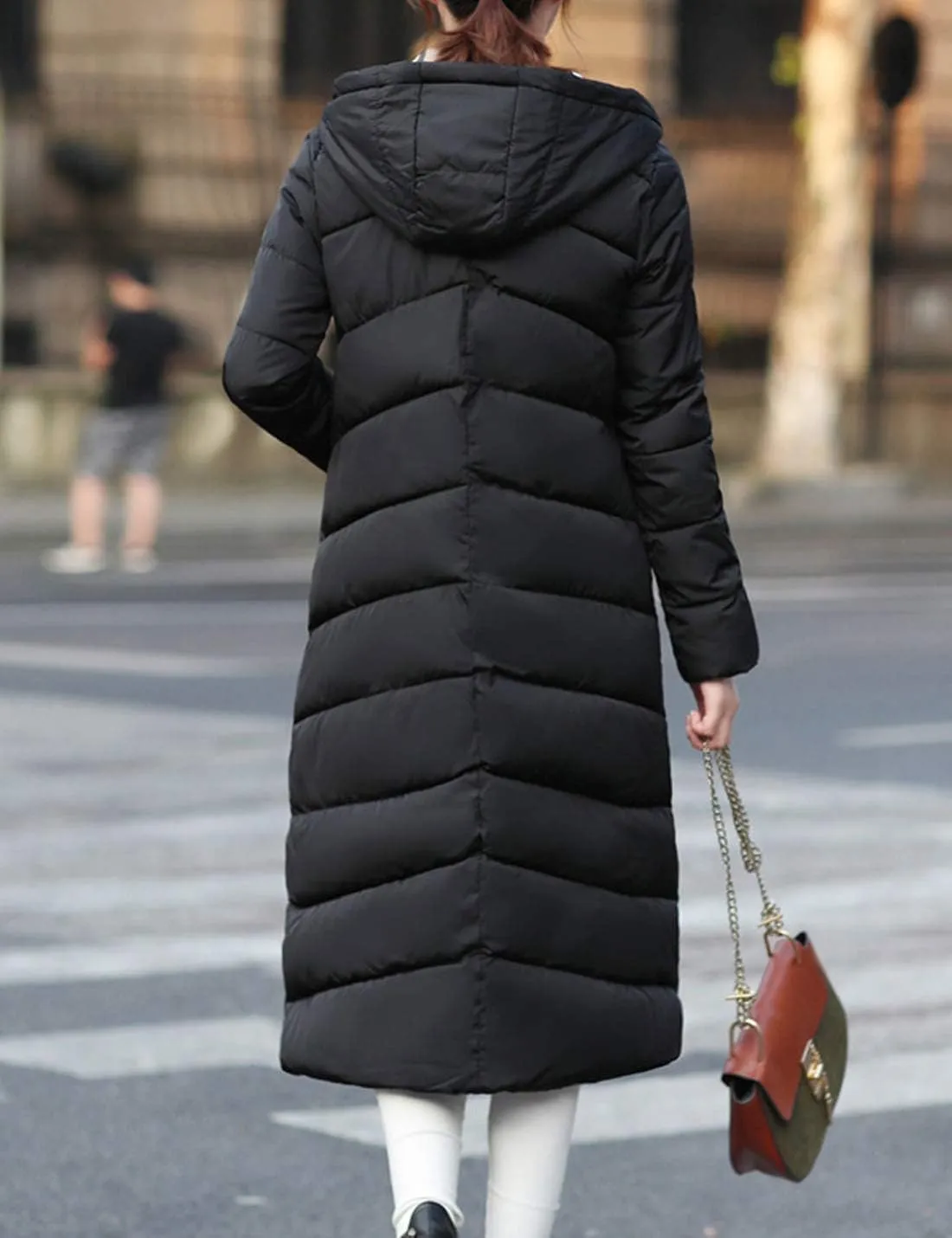 Flygo Women's Winter Casual Thicken Cotton Padded Coats Long Hoody Jackets Outerwears
