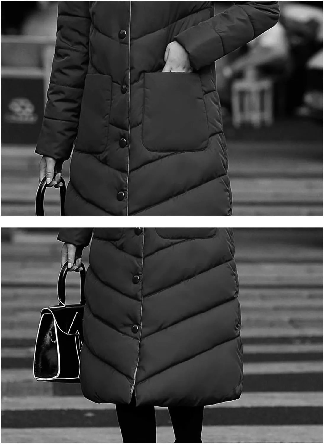 Flygo Women's Winter Casual Thicken Cotton Padded Coats Long Hoody Jackets Outerwears