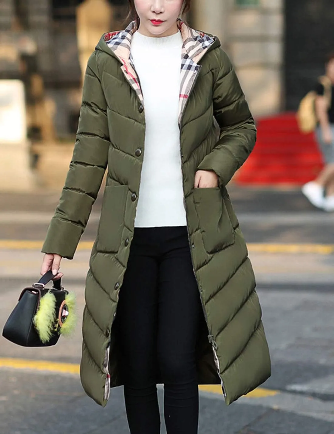 Flygo Women's Winter Casual Thicken Cotton Padded Coats Long Hoody Jackets Outerwears