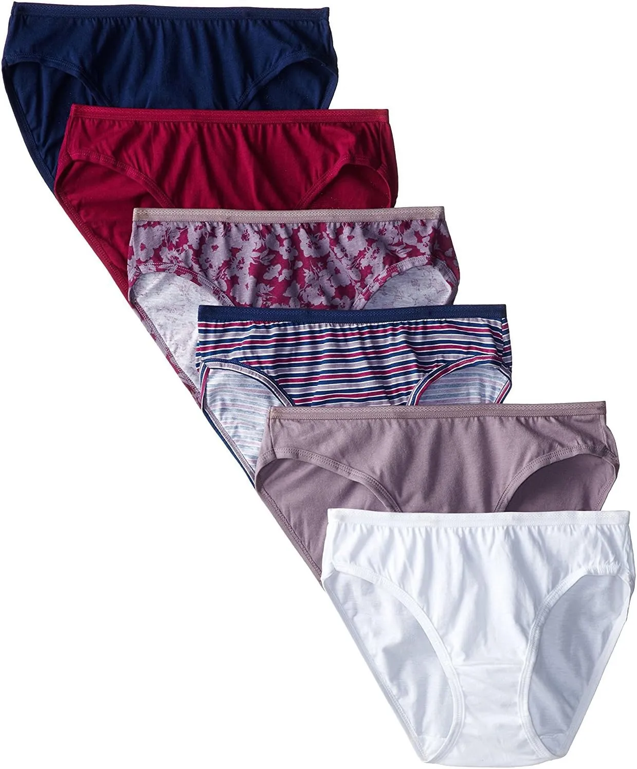 Fruit of the Loom Women's Eversoft Cotton Bikini Underwear, Tag Free & Breathable, 6 Count (Pack of 1)
