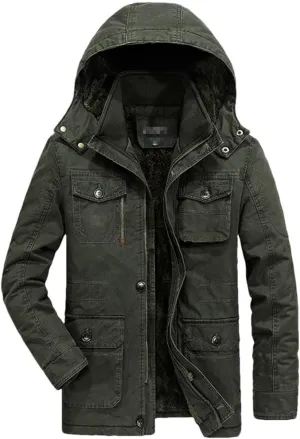 FULBHPRINT Men's Mid-Length Winter Jacket - Cotton-Padded Coat With Cotton Heating And Windproof Features Outwear