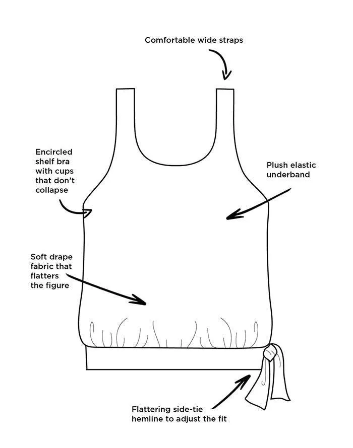 FULLFITALL - Blue Palm Leaves Side Tie Blouson Tankini Set