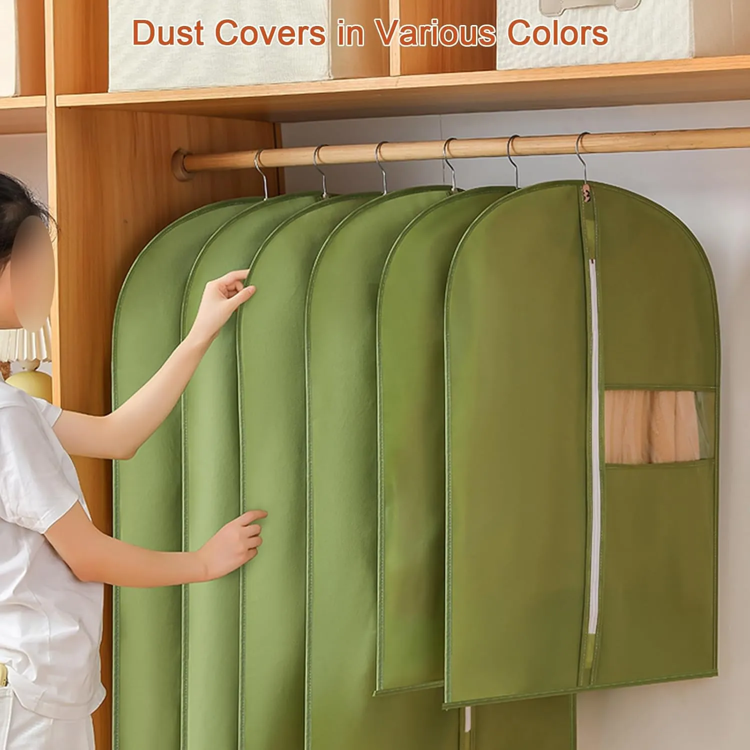 Garment Bag, Clothes Covers Protecting Dusts, Thick Non-woven Material with Transparent Window, Suitable for Suits, Coats, Jackets(Blue,60x100cm x39in)