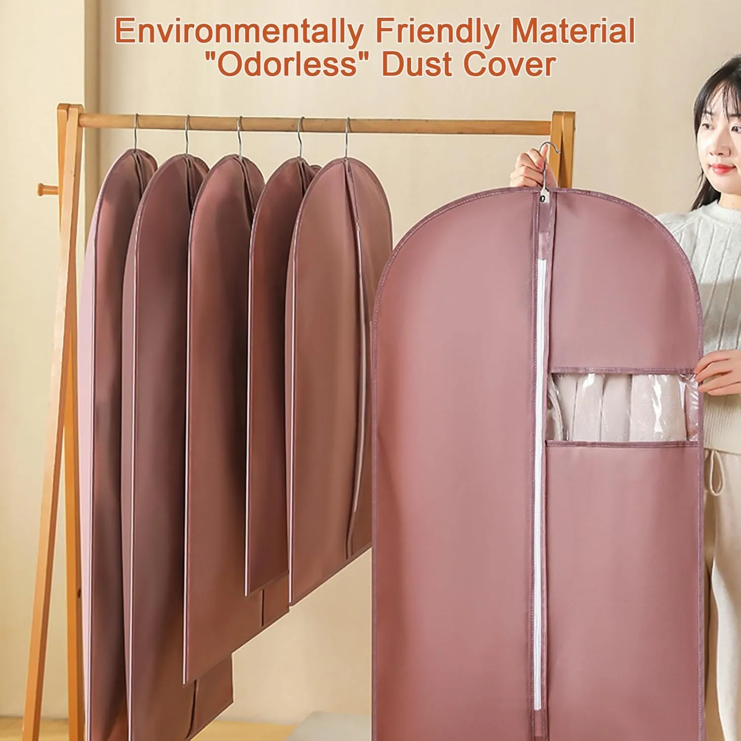 Garment Bag, Clothes Covers Protecting Dusts, Thick Non-woven Material with Transparent Window, Suitable for Suits, Coats, Jackets(Blue,60x100cm x39in)