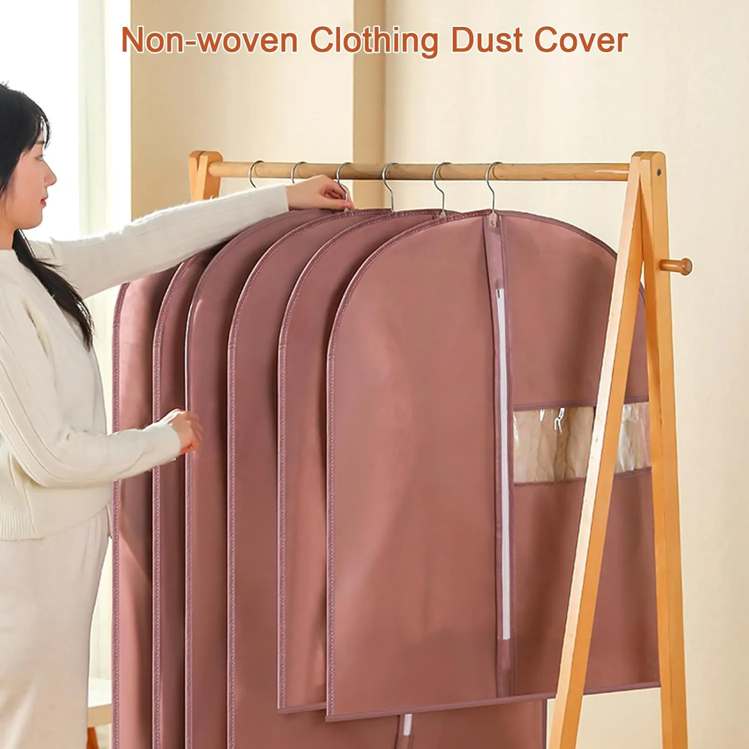 Garment Bag, Clothes Covers Protecting Dusts, Thick Non-woven Material with Transparent Window, Suitable for Suits, Coats, Jackets(Blue,60x100cm x39in)