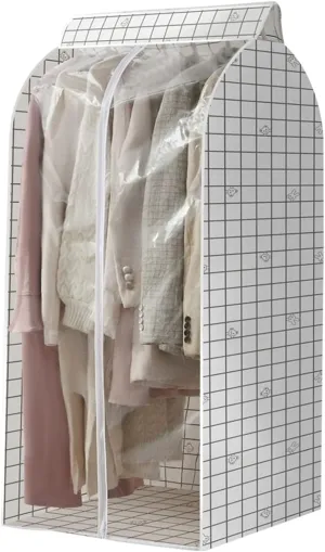 Garment Bag, Clothes Plastic Cover, Large Transparent Viewing Window with Metal Zipper for Coats, Jackets, Shirts, Dresses and Sweaters