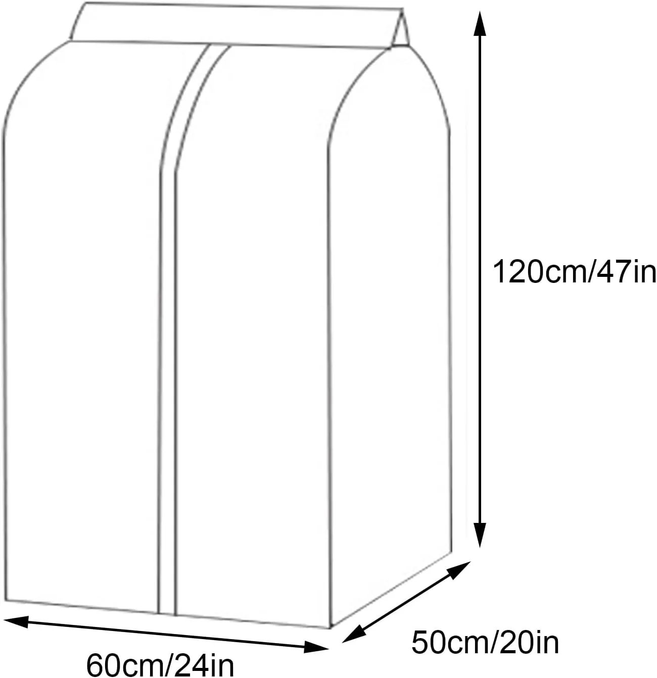 Garment BagClothes Cover for HangingTransparent Zippered Hanging Pocket for Suits, Coats, Sweaters, Shirts(60x50x120cm x20x47in)