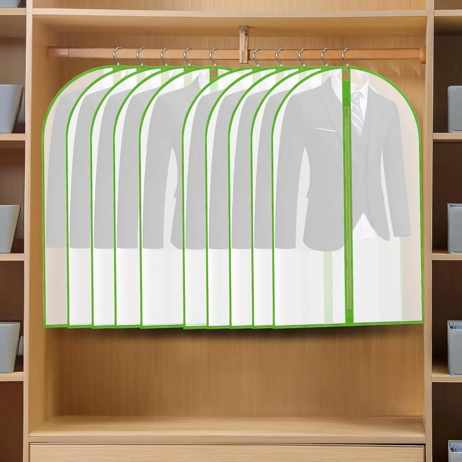 Garment Bags Cover for Hanging Clothes Gowns, 23.647.1,5 Pack Green