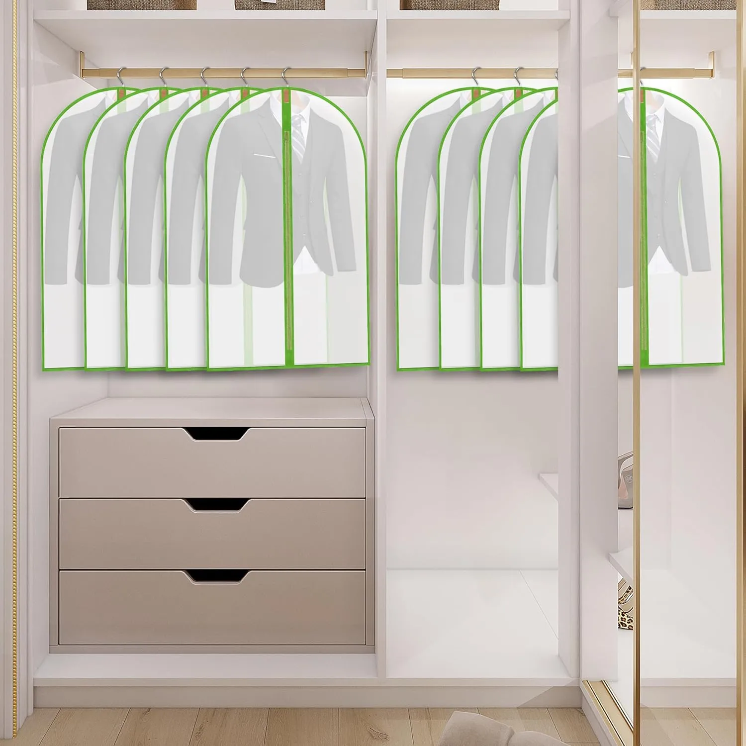 Garment Bags Cover for Hanging Clothes Gowns, 23.647.1,5 Pack Green
