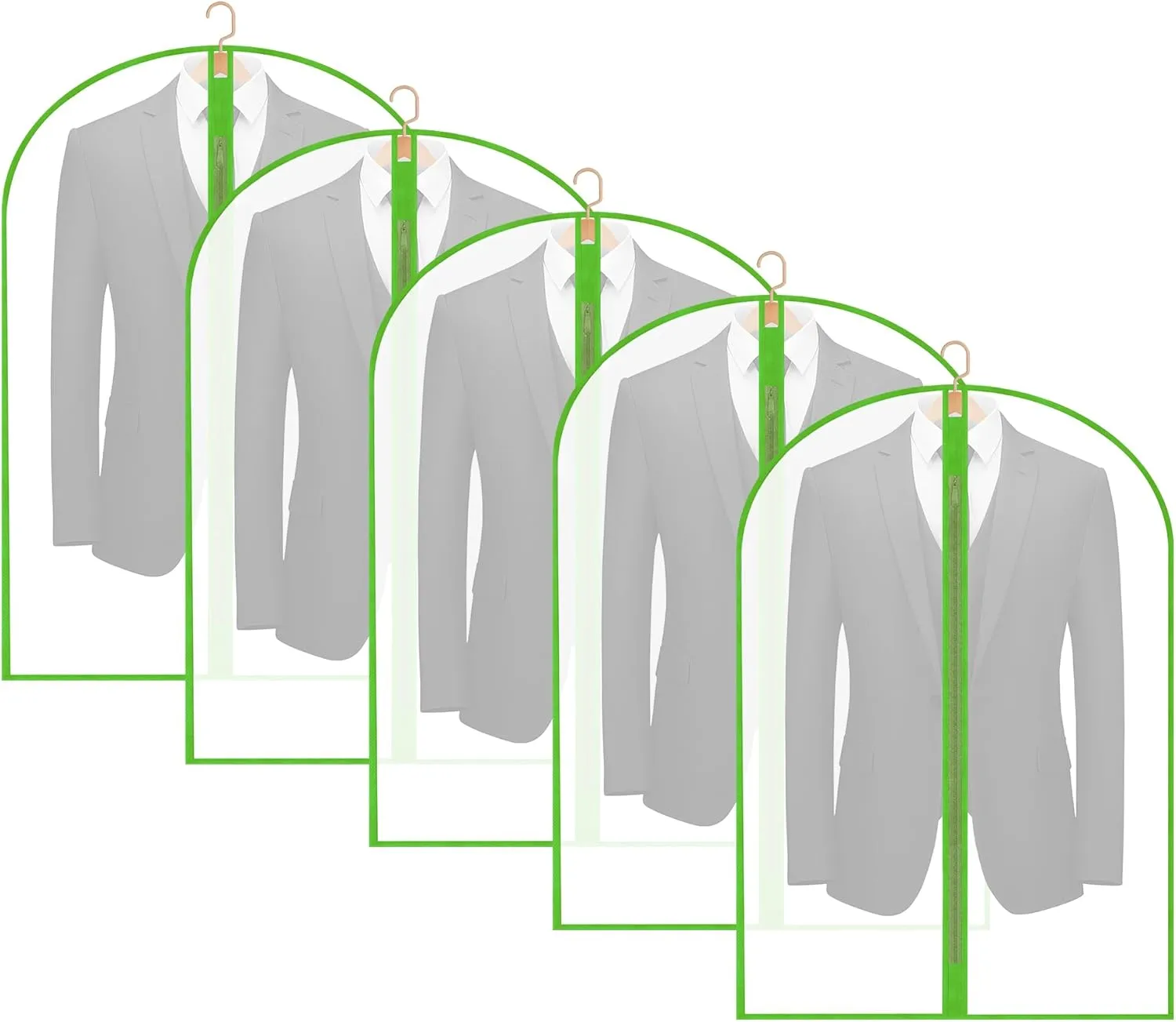 Garment Bags Cover for Hanging Clothes Gowns, 23.647.1,5 Pack Green