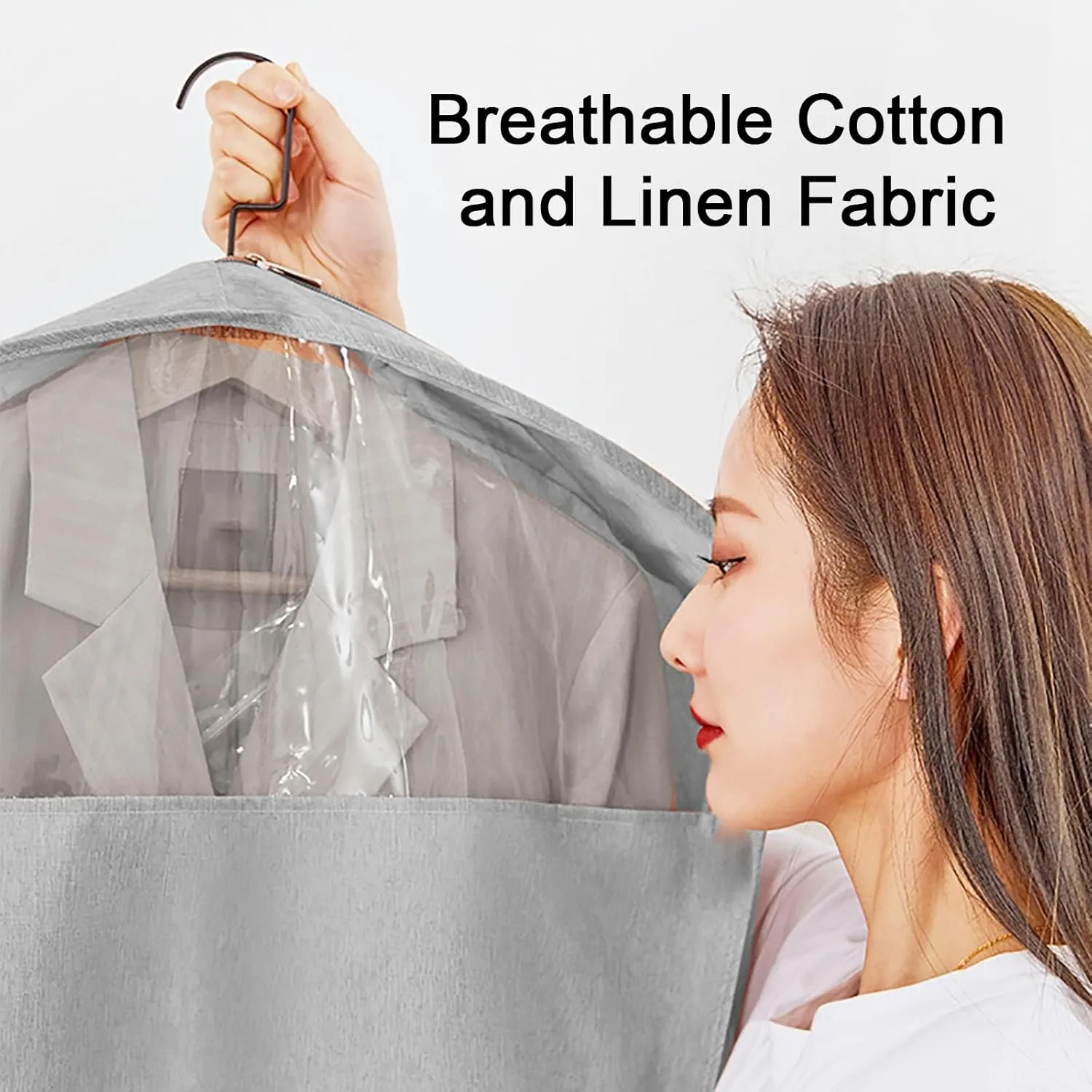 Garment Bags for Hanging ClothesBreathable Oxford Fabric Hanging Clothes BagGarmet Bag with Clear Windowfor Suits, Coats(Purple,51.1in/130cm)