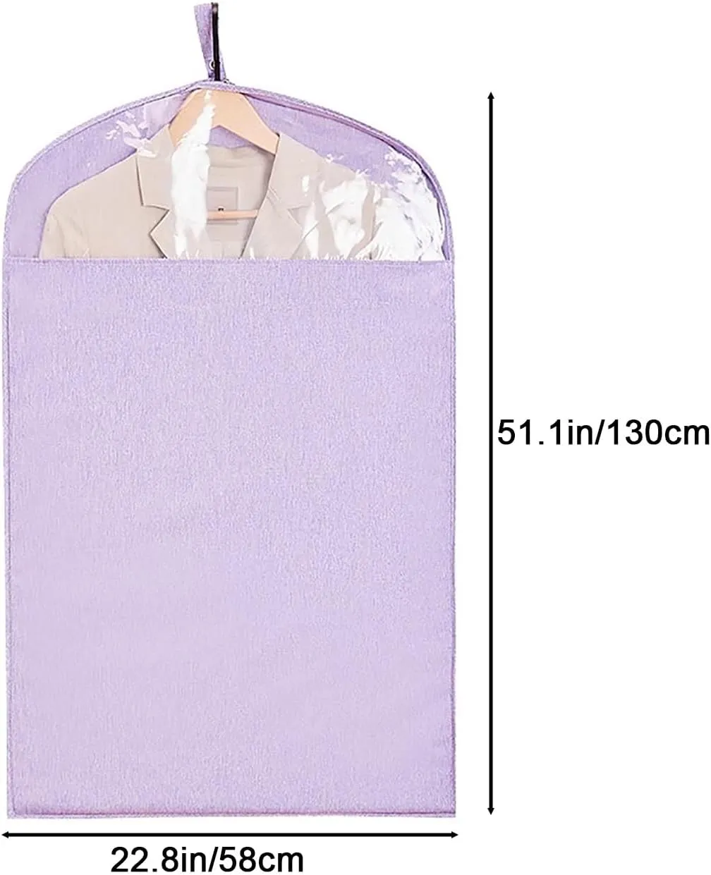 Garment Bags for Hanging ClothesBreathable Oxford Fabric Hanging Clothes BagGarmet Bag with Clear Windowfor Suits, Coats(Purple,51.1in/130cm)