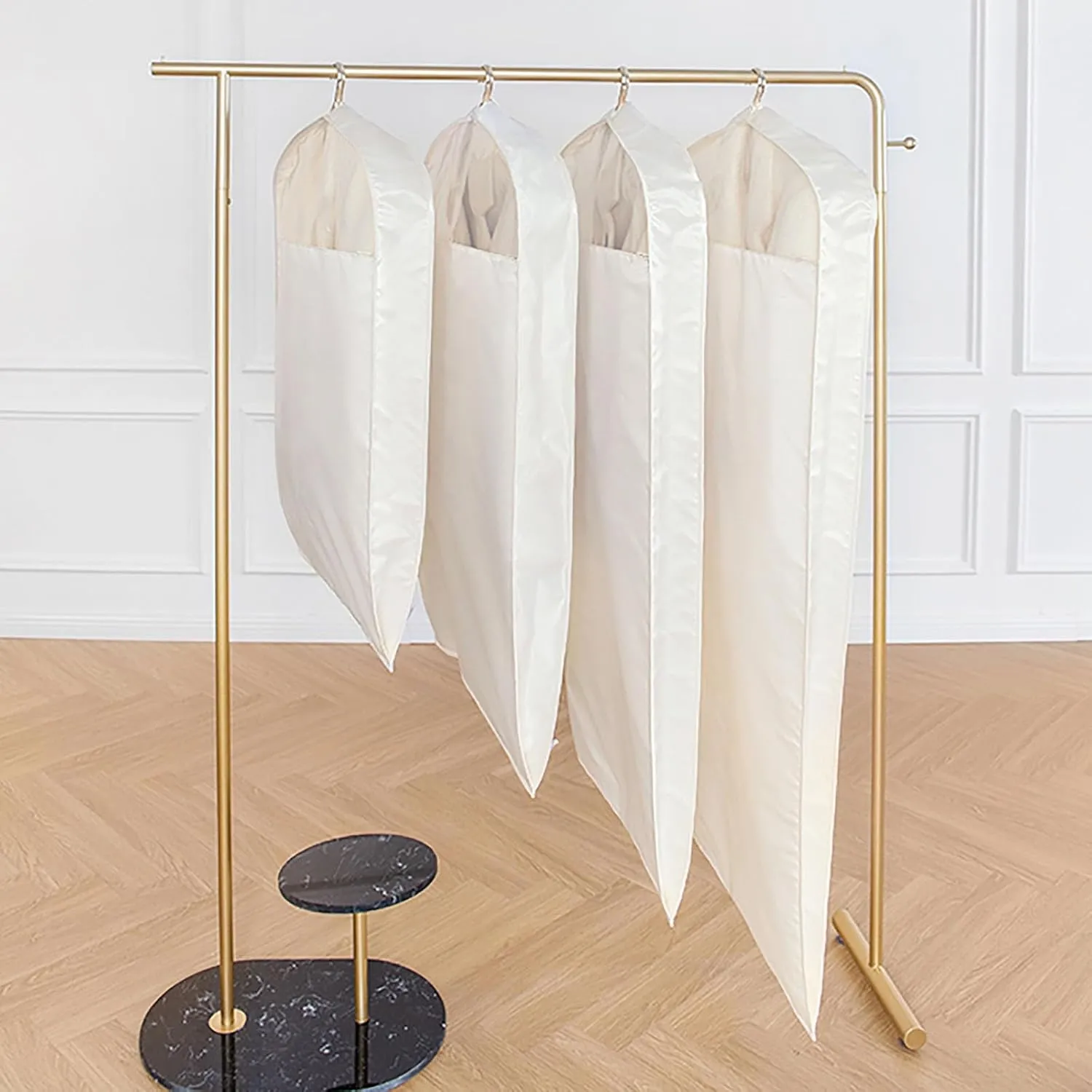 Garment Bags, Garment Covers with Clear Windows, Clothes Cover Storage for Dresses, Suit Satin-Like Cotton Three-Dimensional(Pink,23x31x4in/58x80x9cm)