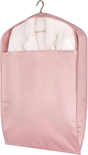 Garment Bags, Garment Covers with Clear Windows, Clothes Cover Storage for Dresses, Suit Satin-Like Cotton Three-Dimensional(Pink,23x31x4in/58x80x9cm)