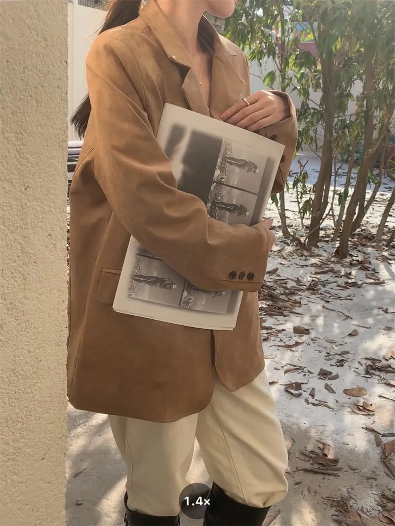 GGOOB Suede Jacket Y2k Outerwear Oversized Blazers Brown Faux Leather Jacket Women Old Money Aesthetic Winter