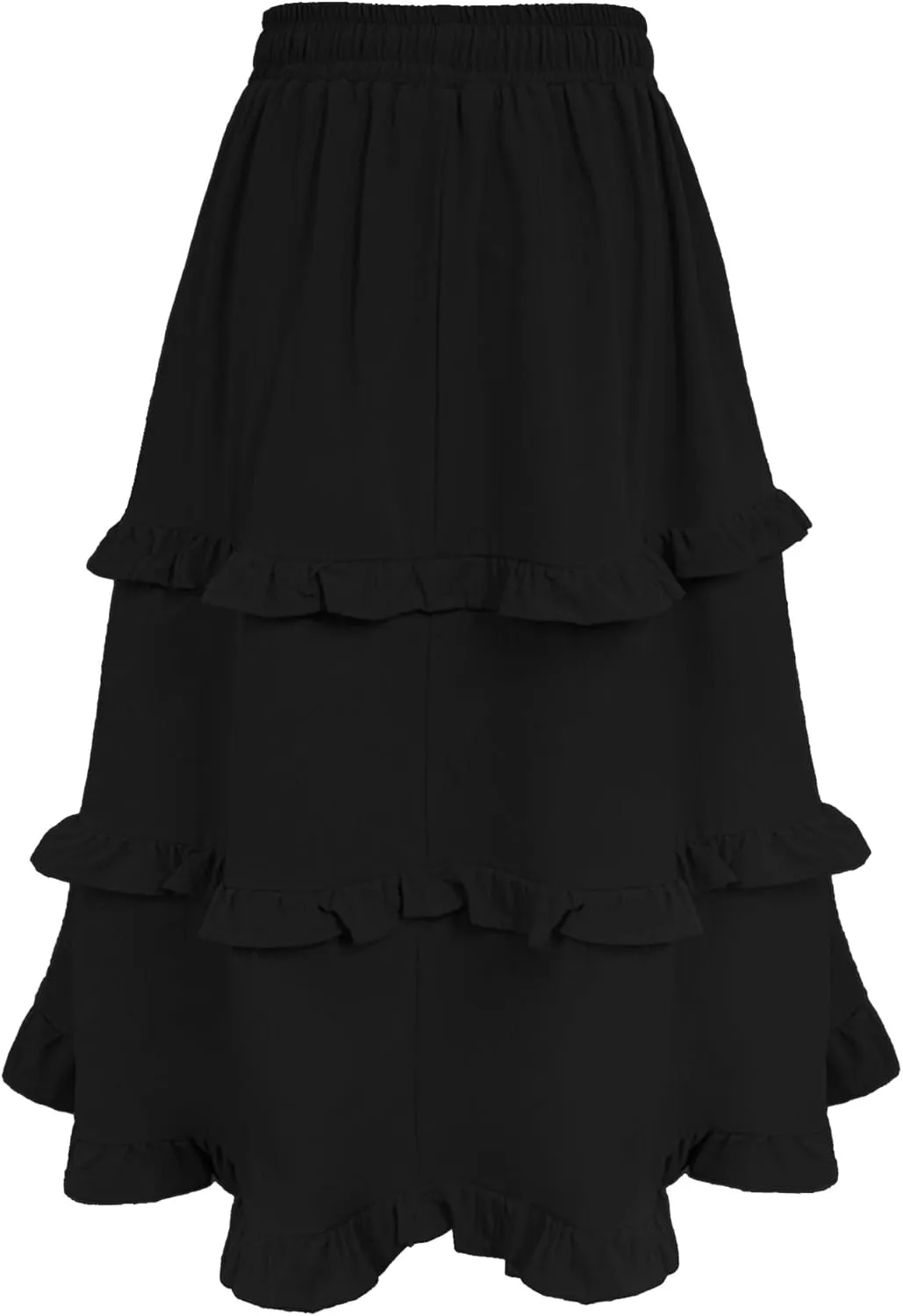 Girls High Waisted Ruffle Maxi Skirt Soft Cotton Long Skirts with Elastic Waistband for Kid Girl 3-12 Years