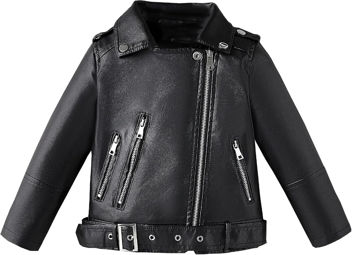 Girls Leather Jacket Kids Flight Bomber Aviator Moto Biker Jackets Dress Coat