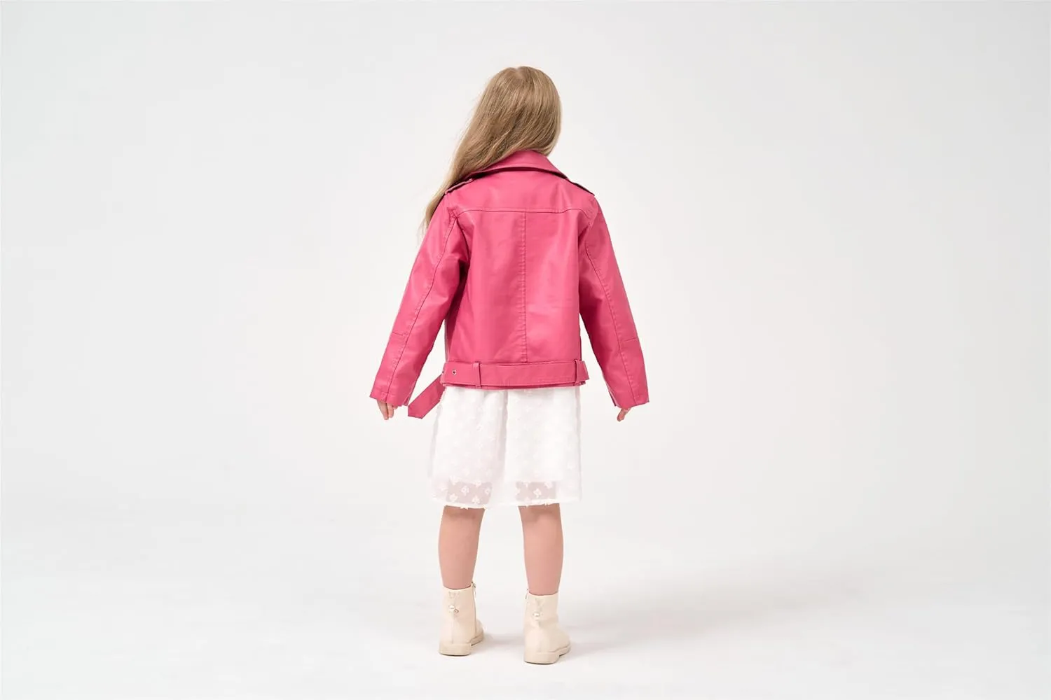 Girls Leather Jacket Kids Flight Bomber Aviator Moto Biker Jackets Dress Coat