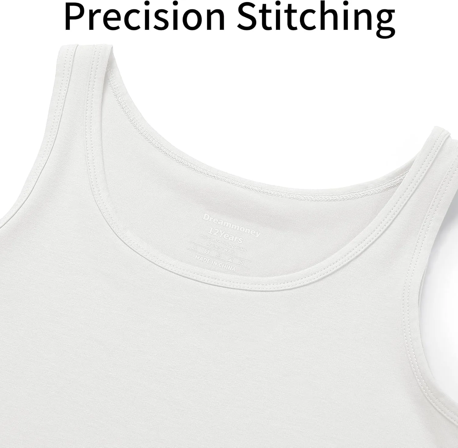 Girls Tank Top - Soft Cotton Round Neck Sleeveless Stretch Undershirt for Kids 2T-14 Years