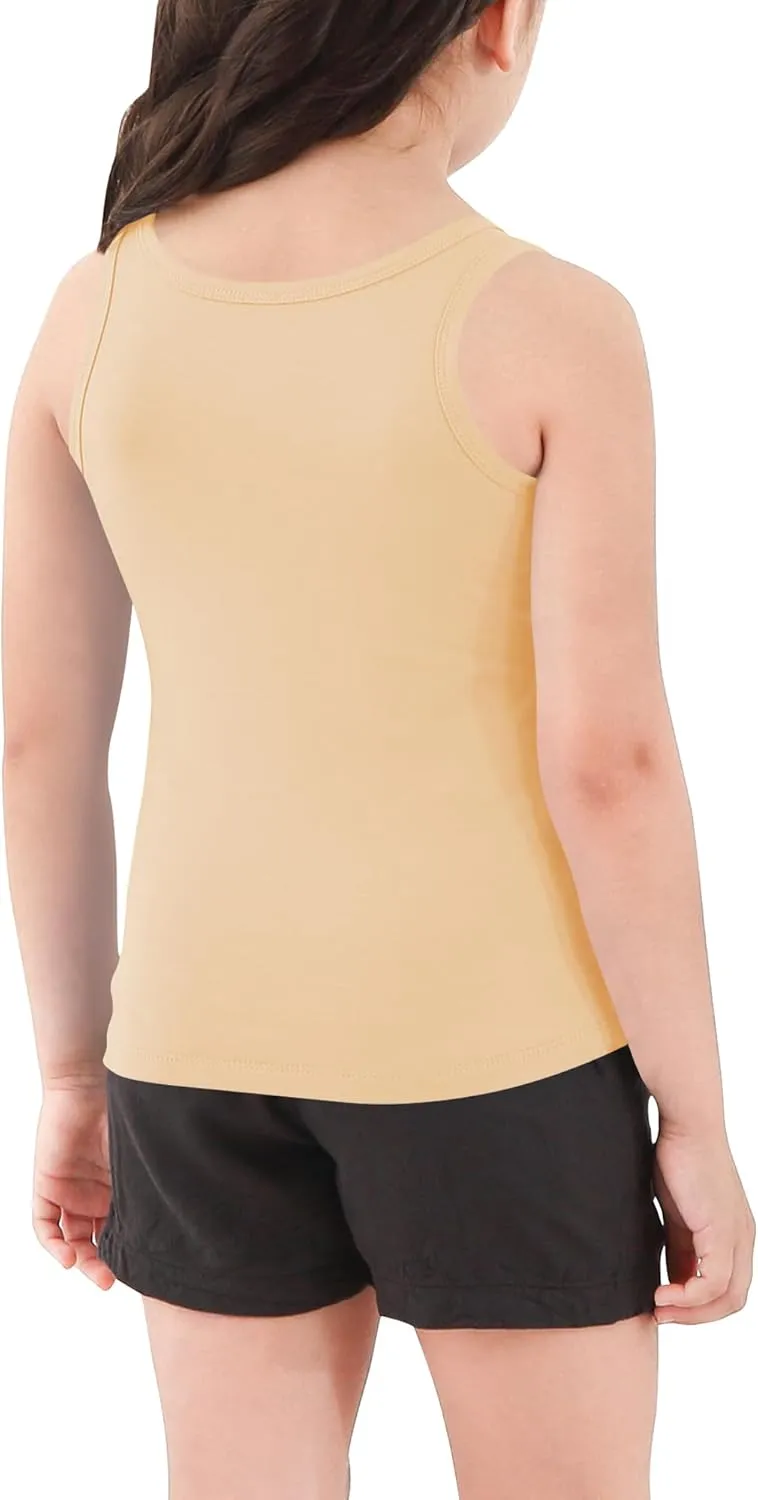 Girls Tank Top - Soft Cotton Round Neck Sleeveless Stretch Undershirt for Kids 2T-14 Years