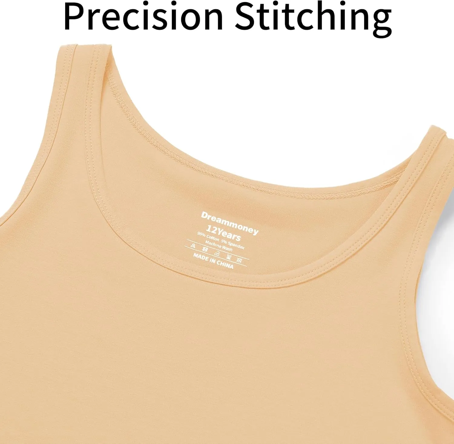 Girls Tank Top - Soft Cotton Round Neck Sleeveless Stretch Undershirt for Kids 2T-14 Years