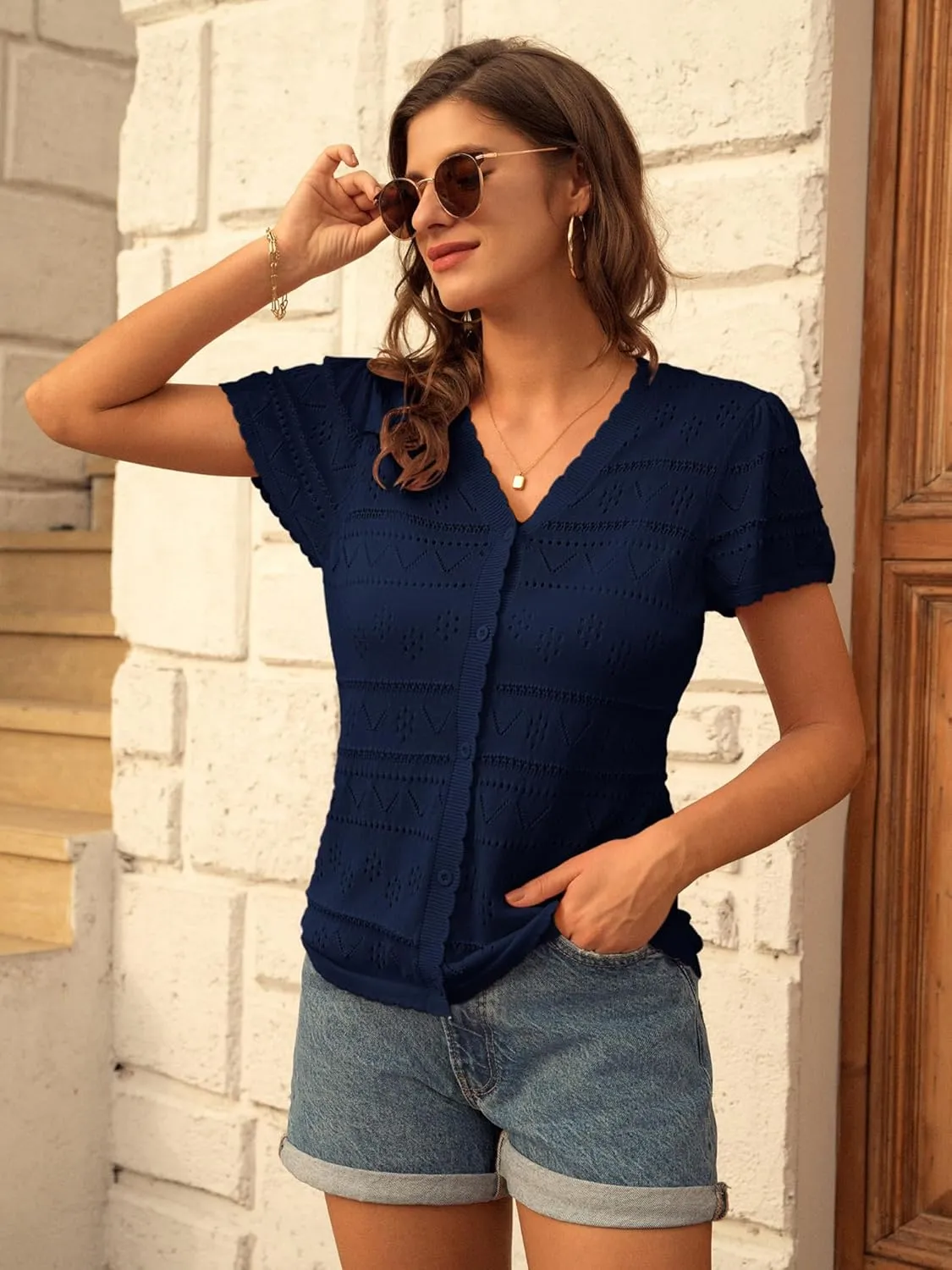 GRACE KARIN Womens Short Sleeve Cardigan 2025 Summer Crochet Cardigans for Women Lightweight Shrugs Sweaters Tops