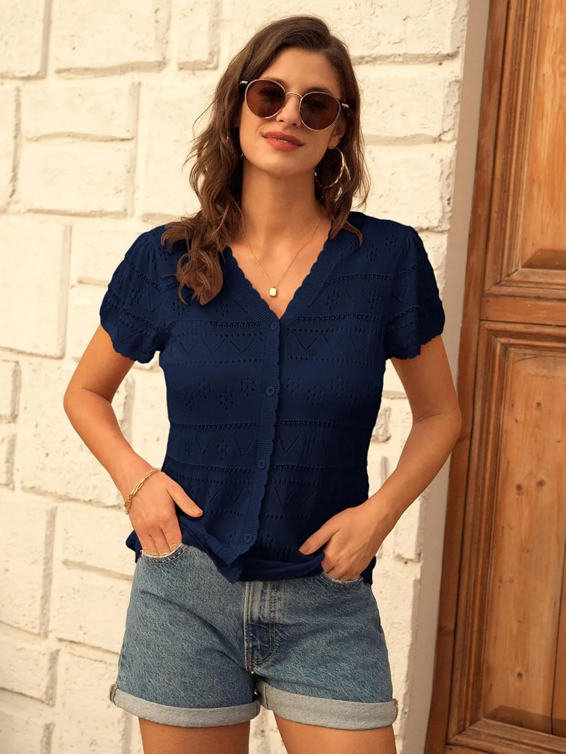 GRACE KARIN Womens Short Sleeve Cardigan 2025 Summer Crochet Cardigans for Women Lightweight Shrugs Sweaters Tops