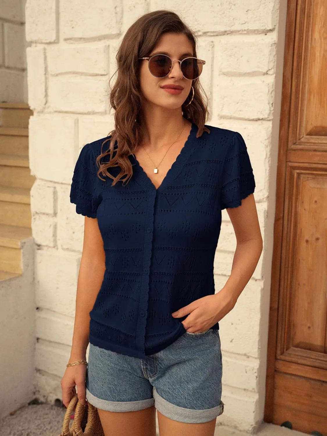 GRACE KARIN Womens Short Sleeve Cardigan 2025 Summer Crochet Cardigans for Women Lightweight Shrugs Sweaters Tops