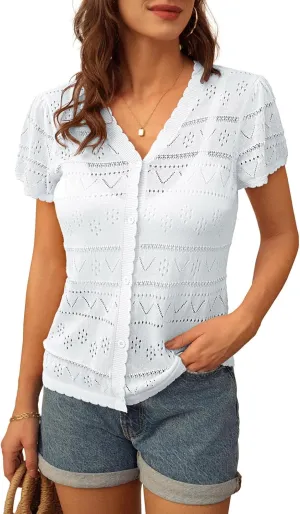 GRACE KARIN Womens Short Sleeve Cardigan 2025 Summer Crochet Cardigans for Women Lightweight Shrugs Sweaters Tops