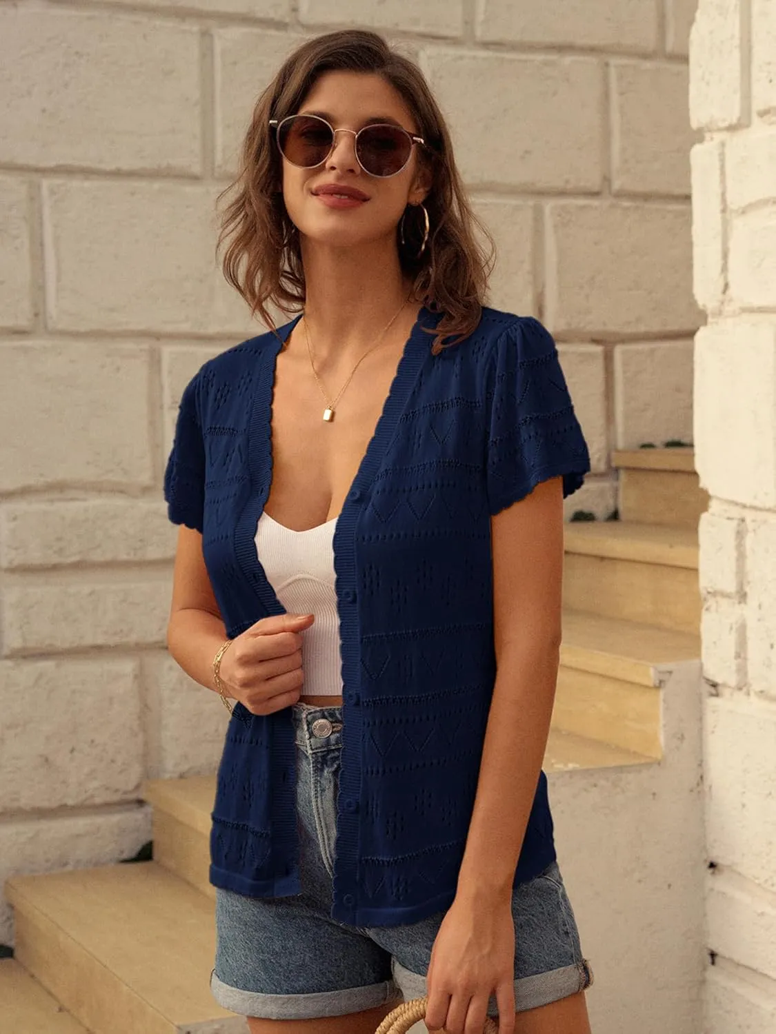 GRACE KARIN Womens Short Sleeve Cardigan 2025 Summer Crochet Cardigans for Women Lightweight Shrugs Sweaters Tops