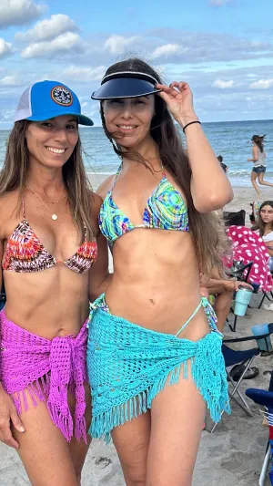 Green Print Triangle Bikini Top