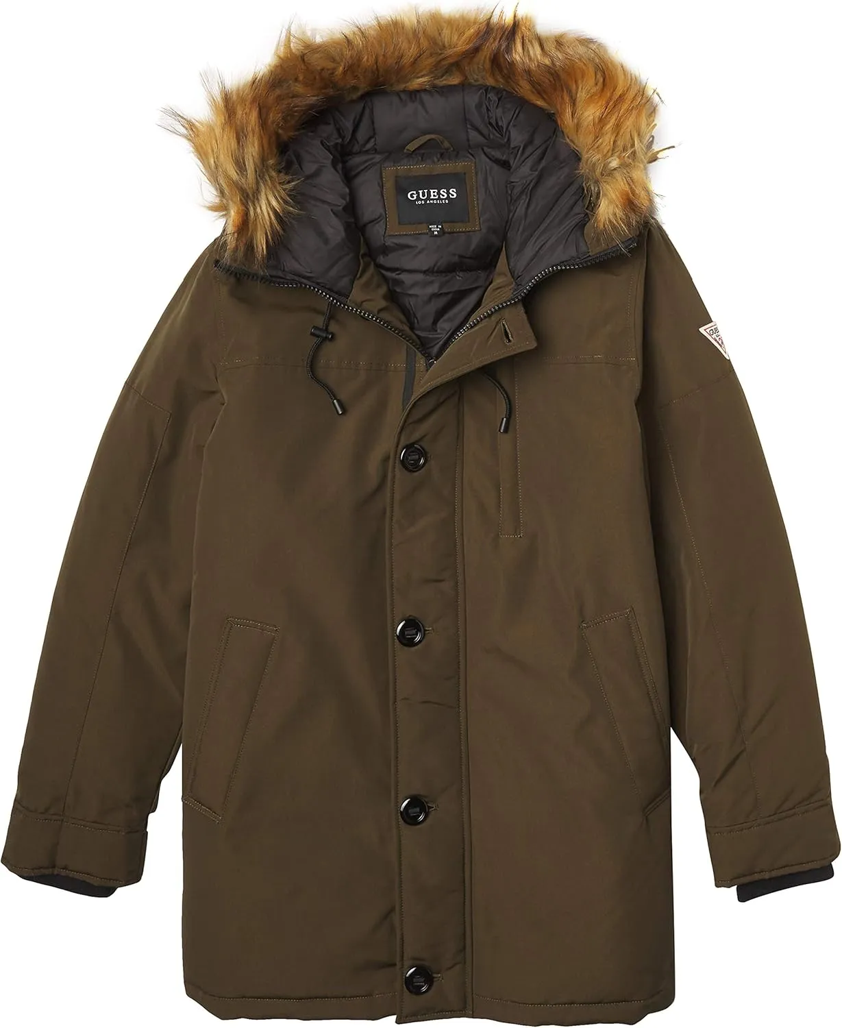GUESS Men's Heavyweight Hooded Parka Jacket With Removable Faux Fur Trim