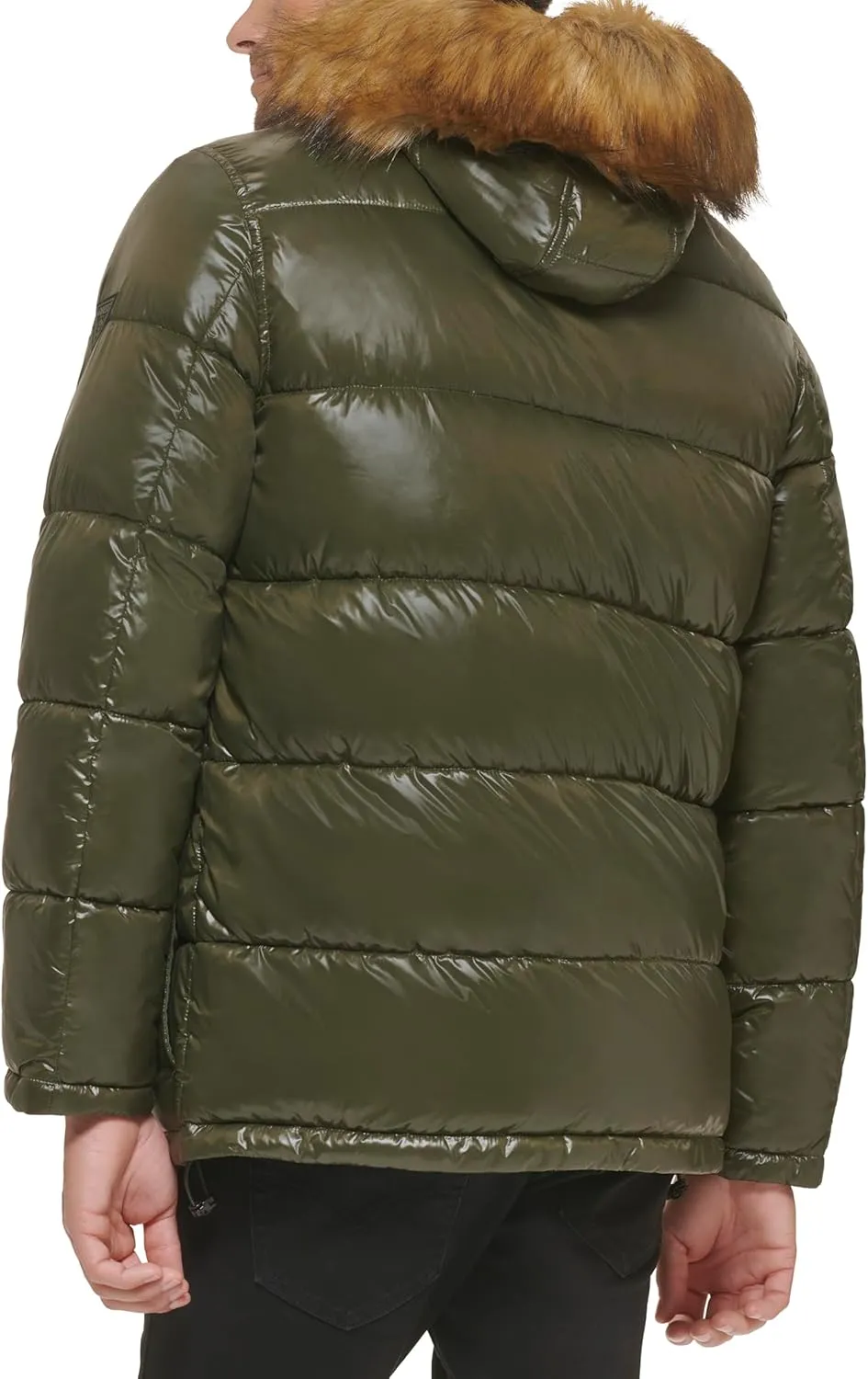 GUESS Men's Mid-Weight Puffer Jacket with Removable Hood