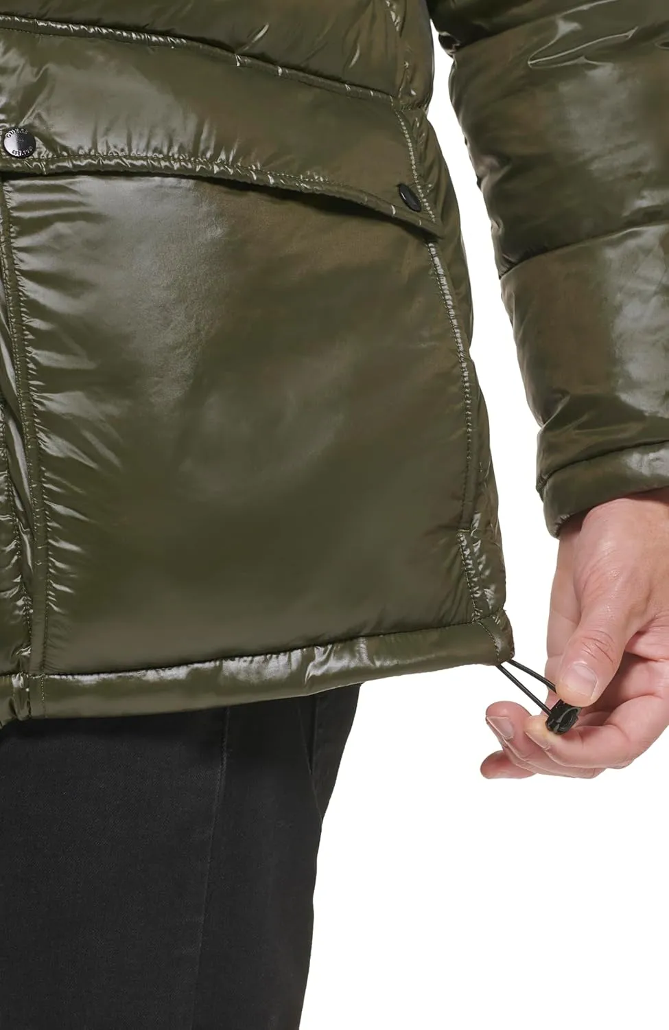 GUESS Men's Mid-Weight Puffer Jacket with Removable Hood