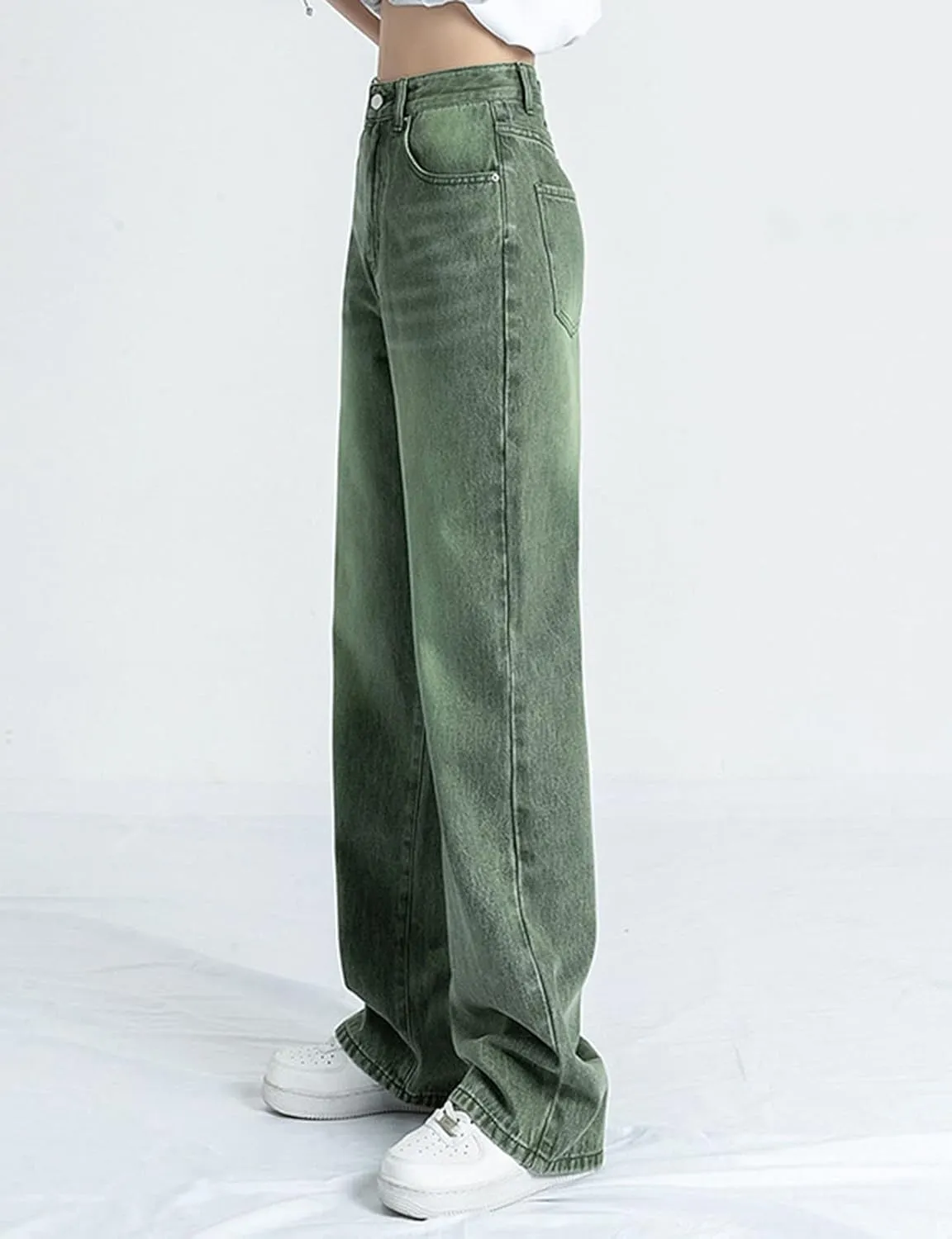 HALITOSS Women's High Waist Vintage Denim Jeans Streetwear Straight Trousers Casual Loose Long Pants